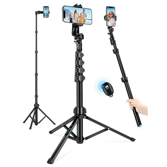 Nineigh Trípode de 71 pulgadas para iPhone, trípode para teléfono selfie Stick con control remoto, trípode para teléfono celular y trípode de viaje alto para grabar vídeos, selfies, fotos, compatible