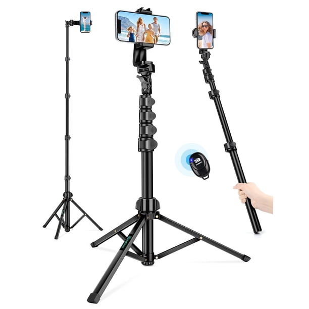 Nineigh Trípode de 71 pulgadas para iPhone, trípode para teléfono selfie Stick con control remoto, trípode para teléfono celular y trípode de viaje alto para grabar vídeos, selfies, fotos, compatible