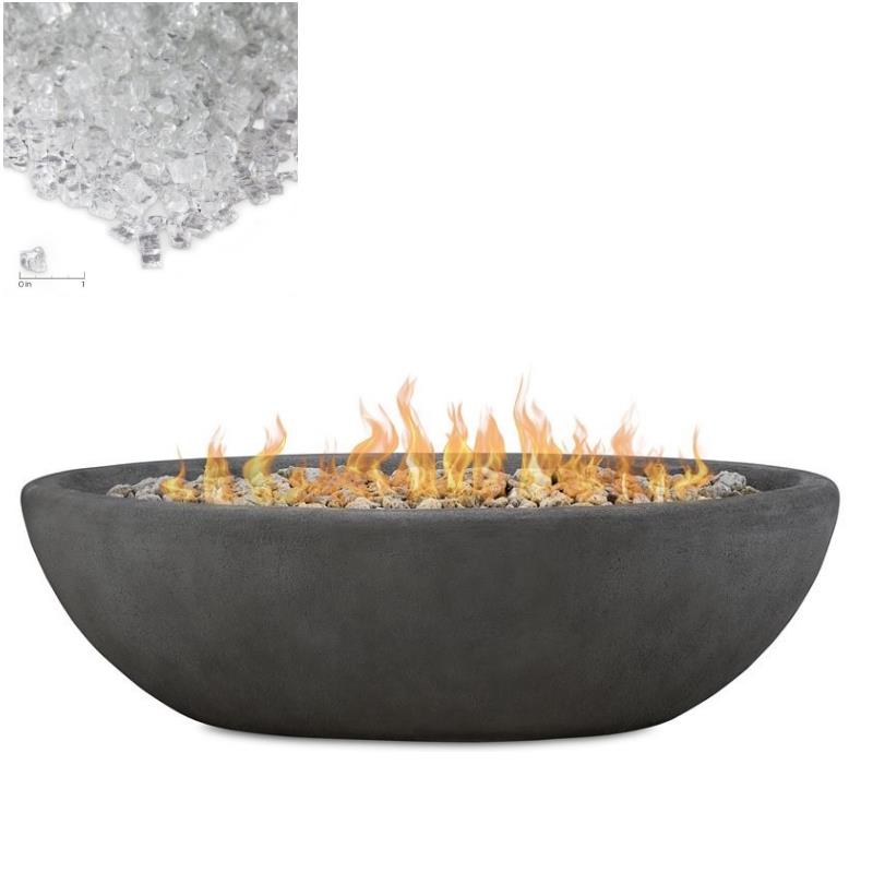 Home Square 2Piece Set with Large Oval LP Metal Fire Bowl & Fire Glass