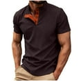 thumbnail image 2 of PiGOGI Men's Basic Short Sleeve T-Shirt Round Neck Lightweight Breathable Beach Summer Top Coffee 2XL, 2 of 5