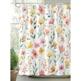 thumbnail image 2 of Spring Floral Standard Shower Curtain Set, Waterproof Shower Curtains for Bathroom, Summer Flowers Watercolor Botanical Washable Fabric Cloth Bath Curtain for Bathtub with Hooks 72x72 Inches, 2 of 6