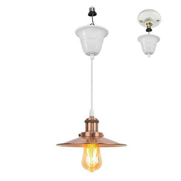 Kiven Farmhouse Pendant Light with E26 Screw-in Adapter, Exposed Ceiling Light to Pendant, Converts Bulb Socket to Pendant Light, Adjustable Height Renter-friendly Pendant Lighting TB2773CP