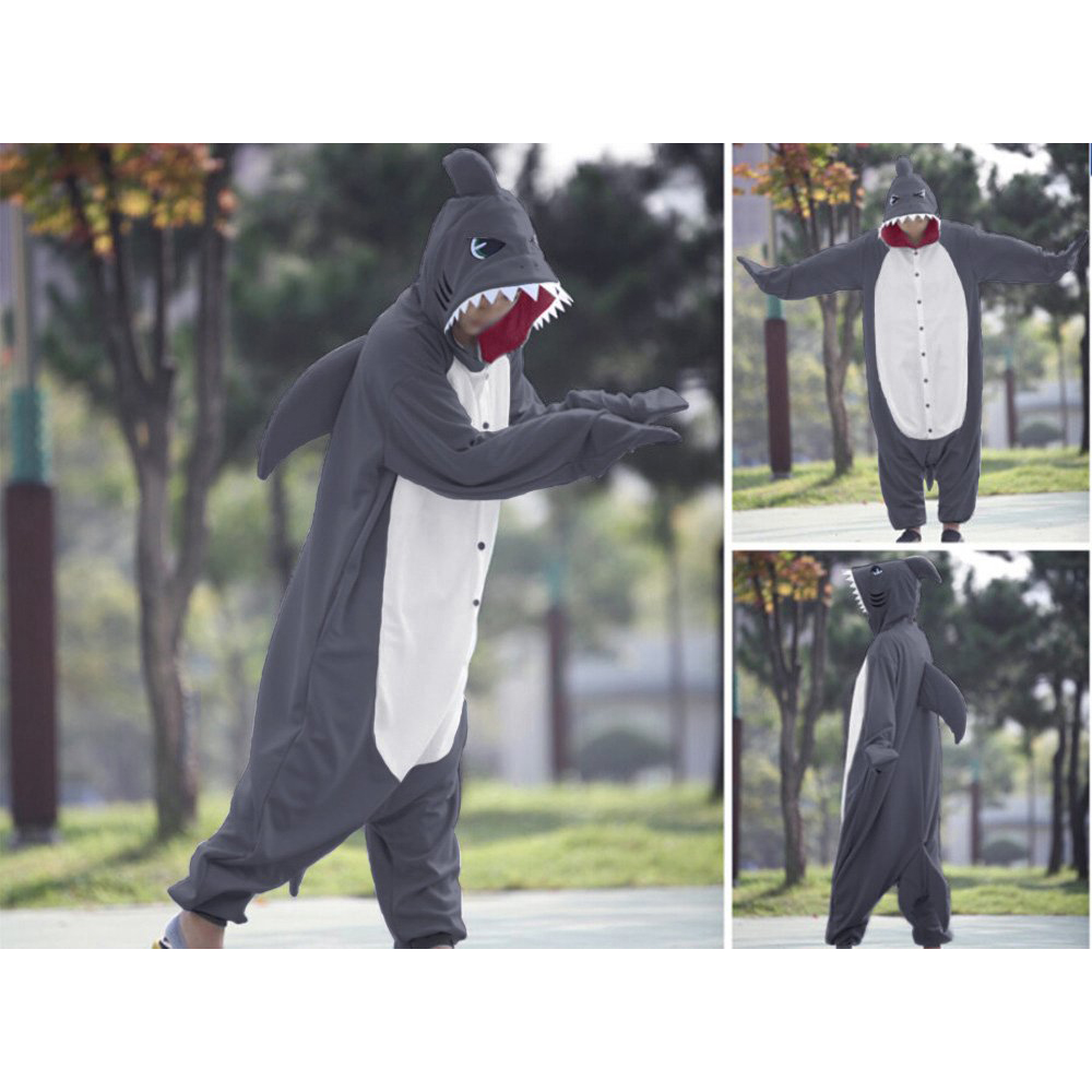 Pyjama Onesie Déguisement Requin XL - Polyester, Longueur 155 Cm - Cosplay, Halloween, Soirée Déguisée, Maison
