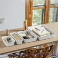 thumbnail image 3 of Decorative Plastic Desk Drawer Organizer Tray, White (Set of 5) Open Home Storage Bins Organizer Baskets, for Organizing Closet Shelves Drawer Shelf - Ribbed Collection, 3 of 6