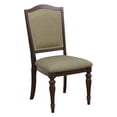 thumbnail image 2 of Dark Cherry Wood Dining Chairs (Set of 2) - Upholstered Seat &amp; Back, Nailhead Trim, 20" Seat Height, Natural Fabric, for Dining Room., 2 of 7