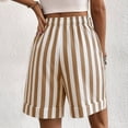 thumbnail image 3 of Garbnen Linen Short for Women Striped Drawstring Women Shorts Summer Beach Travel Color Block Shorts with Pockets for Women Yellow L, 3 of 4