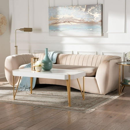 Baxton Studio Adanna Glamour Sofa, 3-Seater, -