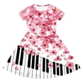 thumbnail image 4 of Glisme Girls Dress Cartoon Cat Print Short Sleeve Crew Neck Summer Cozy Soft Toddler Kids Girls Dresses Size 13-14 Years White, 4 of 4