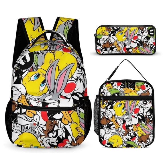 Tweety Three-Piece Backpack Set: Includes A High-Quality Backpack Lunch Bag And Pencil Case One size