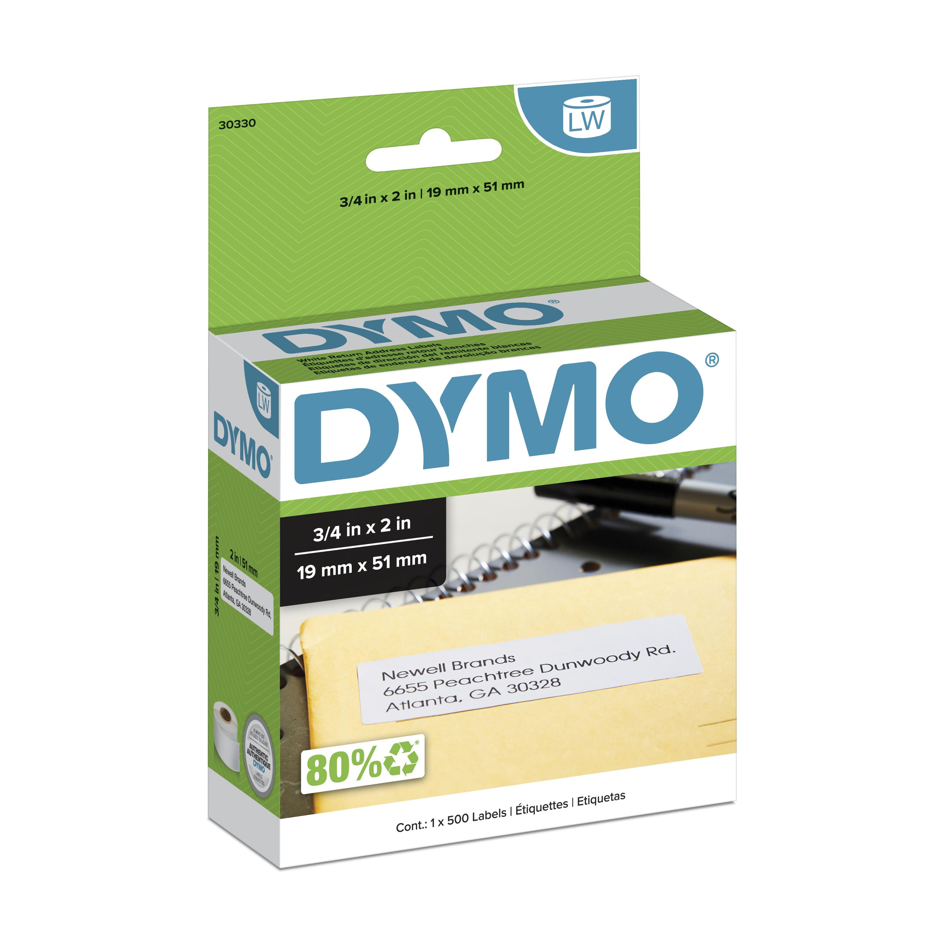 3/4" x 2" / 2 Rolls YELLOW Dymo Compt 30330 Return Address 500 Labels p/r 