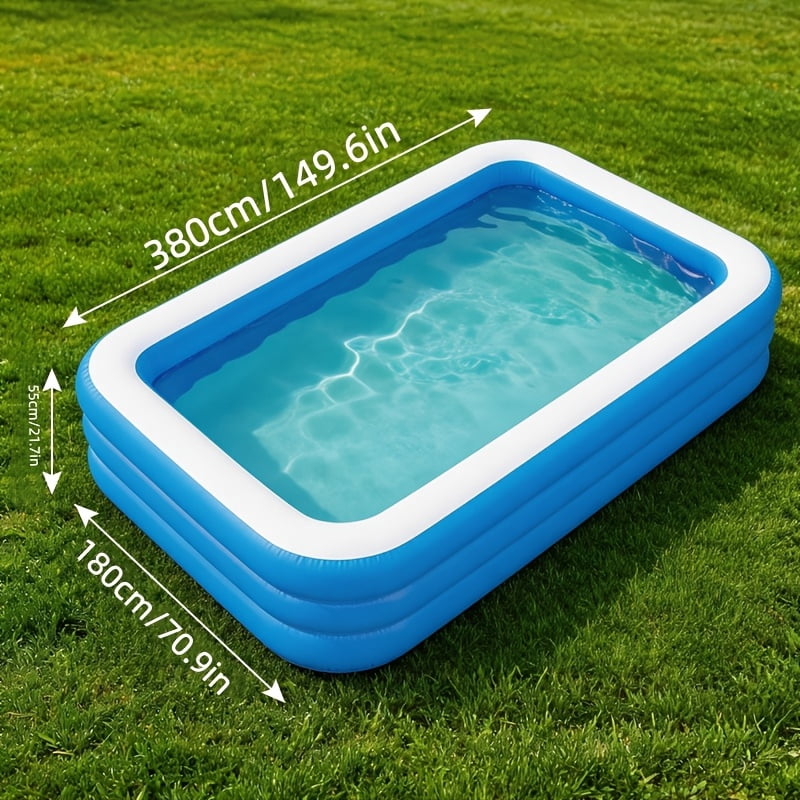 Extra Large Rectangular PVC Inflatable Swimming Pool – Thick, Leak-Proof, Wear-Resistant, Easy-to-Set-Up for Backyard and Garden Summer Fun