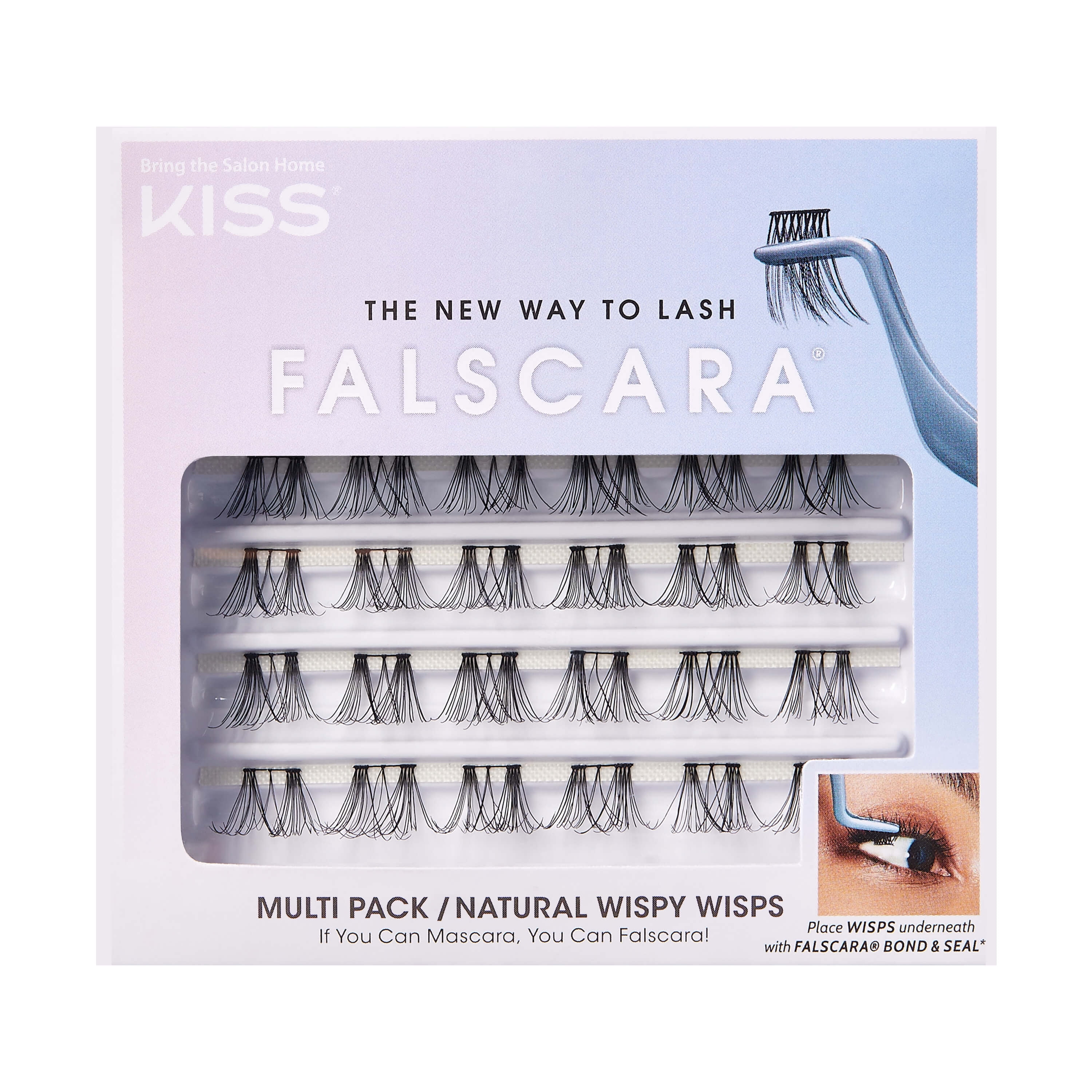 KISS Falscara DIY Eyelash Extensions Multipack, Natural Wispy Wisps, 24