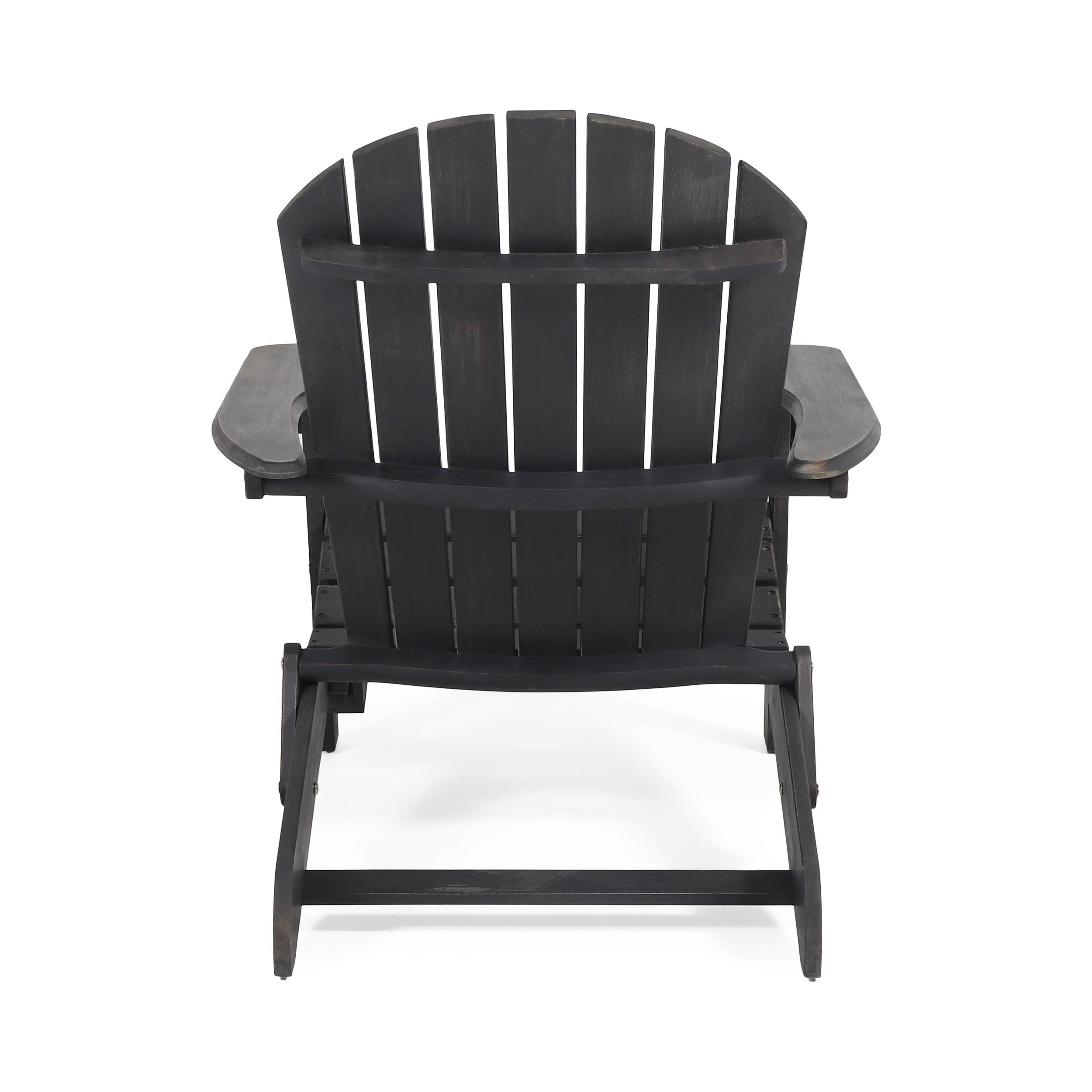 Ariel Outdoor Acacia Wood Folding Adirondack Chairs with Cushions (Set of 4), Dark Gray and Gray