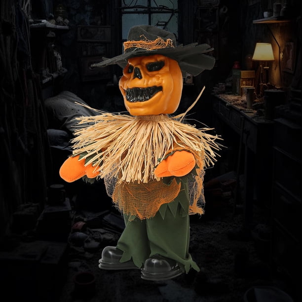 Muñeca de calabaza aterradora, decoración de Halloween de terror, decoración de fiesta de Halloween, accesorios de de jardín y casa al libre para