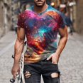 thumbnail image 2 of Men T Shirt Sale Men's Round Neck Tops Short Sleeve Starry Sky Print Lightweight and Soft for Everyday Wear, 2 of 5