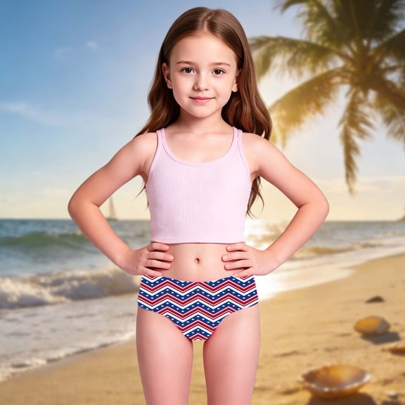 Girls Swimsuit Graphic Print Quick Dry Elastic Brief Underwear for Hawaiian Girls Bathing Suit Blue 3 Years-4 Years