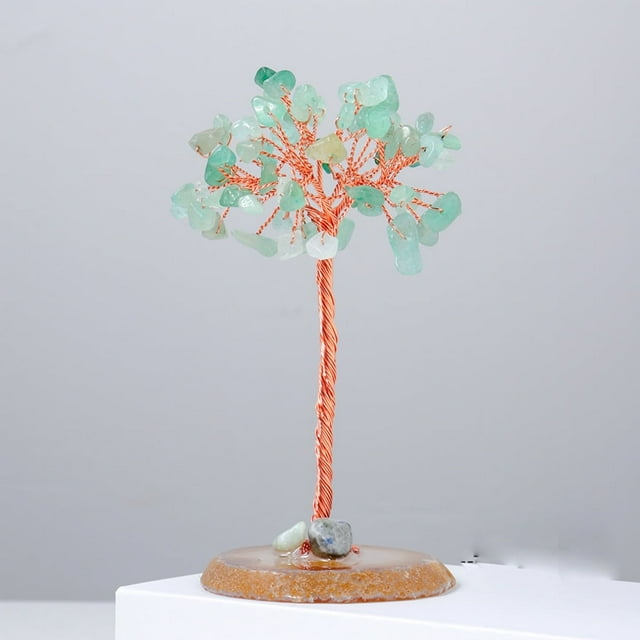 Natural Crystals Tree Agate Slices Base woven Tree Stone Attract Luck Tree for Women Men Meditation