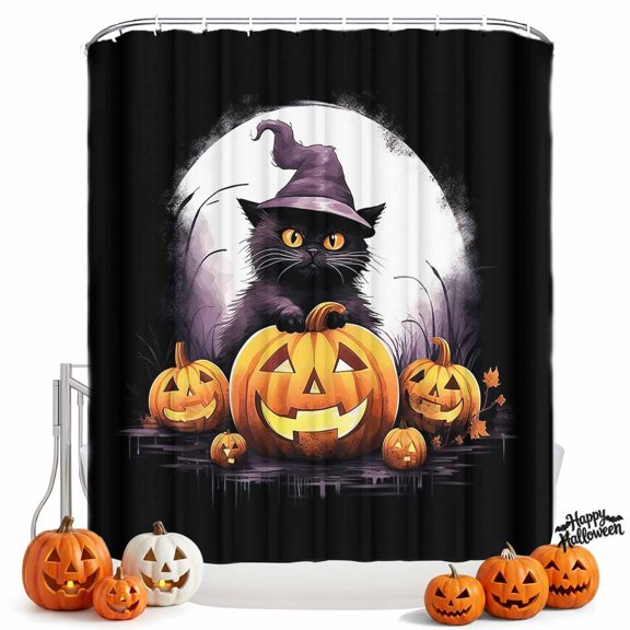 Shower Curtains for Bathroom-36"x72",Halloween Scary Pumpkin Ghost Waterproof Bath Curtain Grommet Shower Curtain Set with Hooks