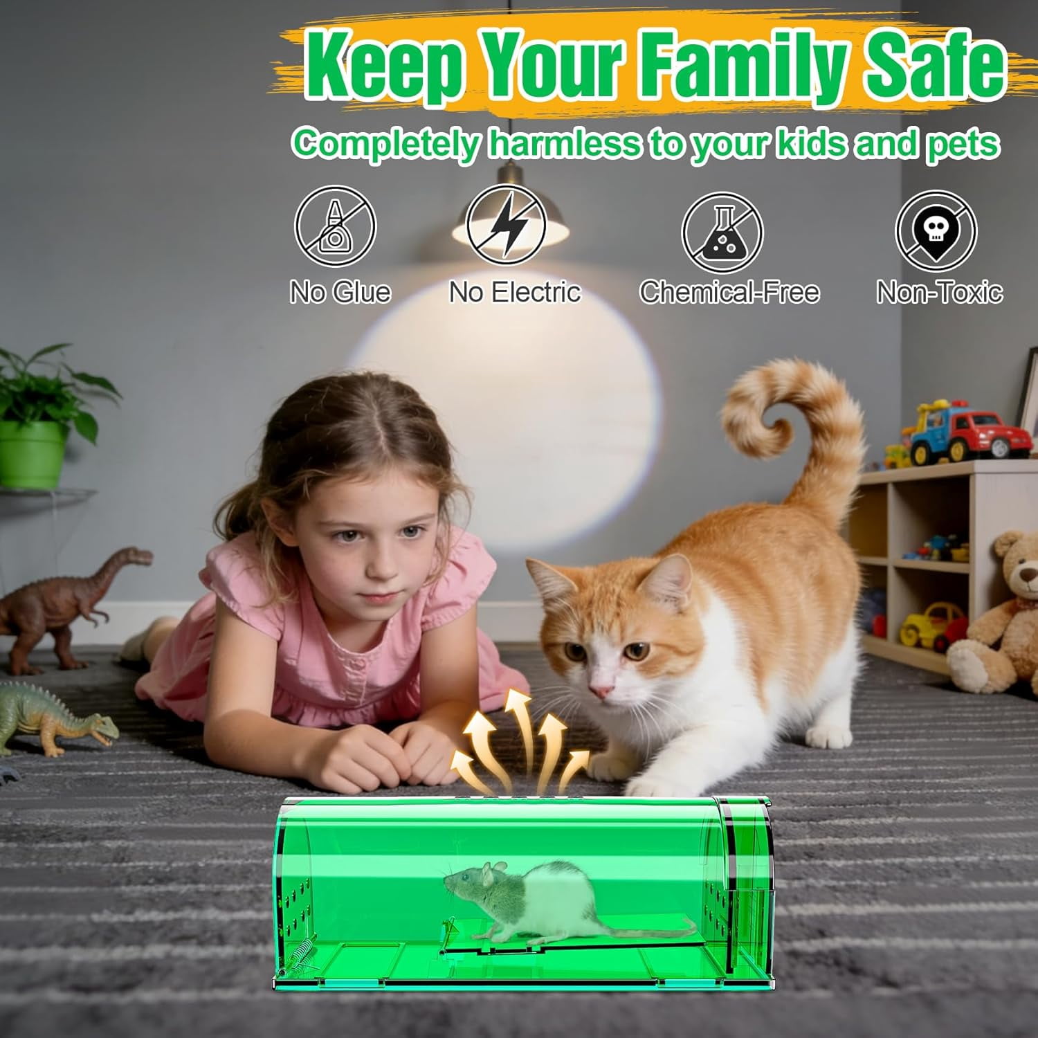 4 Pcs Humane Mouse Traps No Kill, Live Trap, Reusable Mice Trap Catch for House & Outdoors