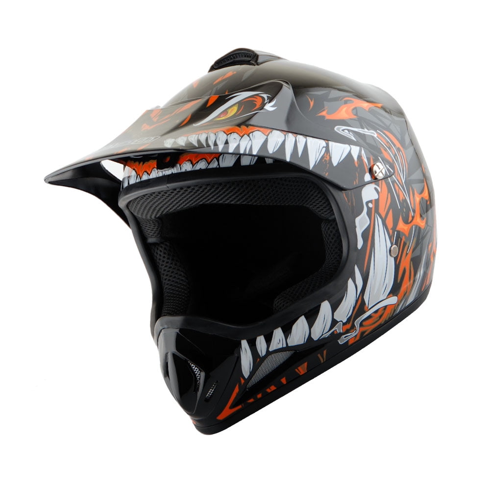 WOW Youth Kids Motocross BMX MX ATV Dirt Bike Helmet HJOY Dino Orange