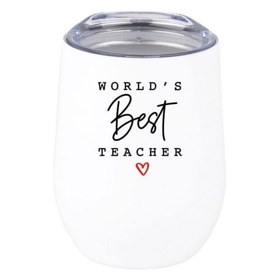 Koyal Wholesale Teacher Appreciation Wine Tumbler with Lid Stemless Stainless Steel Insulated World's Best Teacher