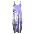 thumbnail image 4 of Lenago Robes Maxi Grande Taille pour Femmes 2023 Robes d'Été Imprimées Sans Manches Col Rond Aguichant Robe de Plage Décontractée Fluide en Liquidation, 4 of 5