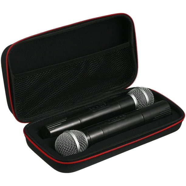 BRIGHTFUFU Estuche para micrófono inalámbrico, bolsa portamicrófono portátil, funda protectora para micrófono, soporte para micrófono Dual