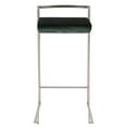 thumbnail image 6 of Fuji Contemporary Stackable Barstool in Stainless Steel with Green Velvet Cushion by LumiSource - Set of 2, 6 of 8