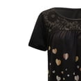 thumbnail image 5 of Pompotops Mode T-shirt Décontracté à Manches Courtes en Dentelle Col Rond Imprimé pour Femmes, 5 of 5