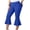 Blue, variant on cocolona Womens Summer Plus Size Capri Leggings Stretch Wide Leg Workout Gym Yoga Pants Casual Slim Solid Color Cropped Trousers