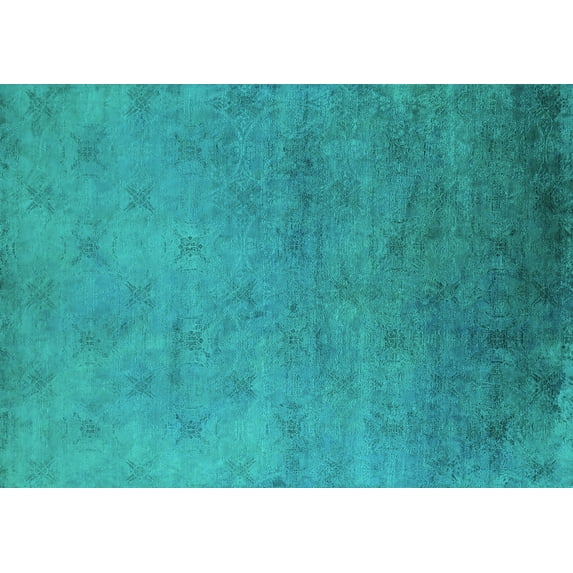Ahgly Company Indoor Rectangle Oriental Turquoise Blue Industrial Area Rugs, 5' x 8'