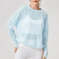 thumbnail image 2 of APEXFWDT Womens UPF 50+ Sun Shirts Mesh Crop Top Lightweight Long Sleeve Workout Yoga Top Crewneck Athletic Tee Shirt，L,Sky Blue, 2 of 6