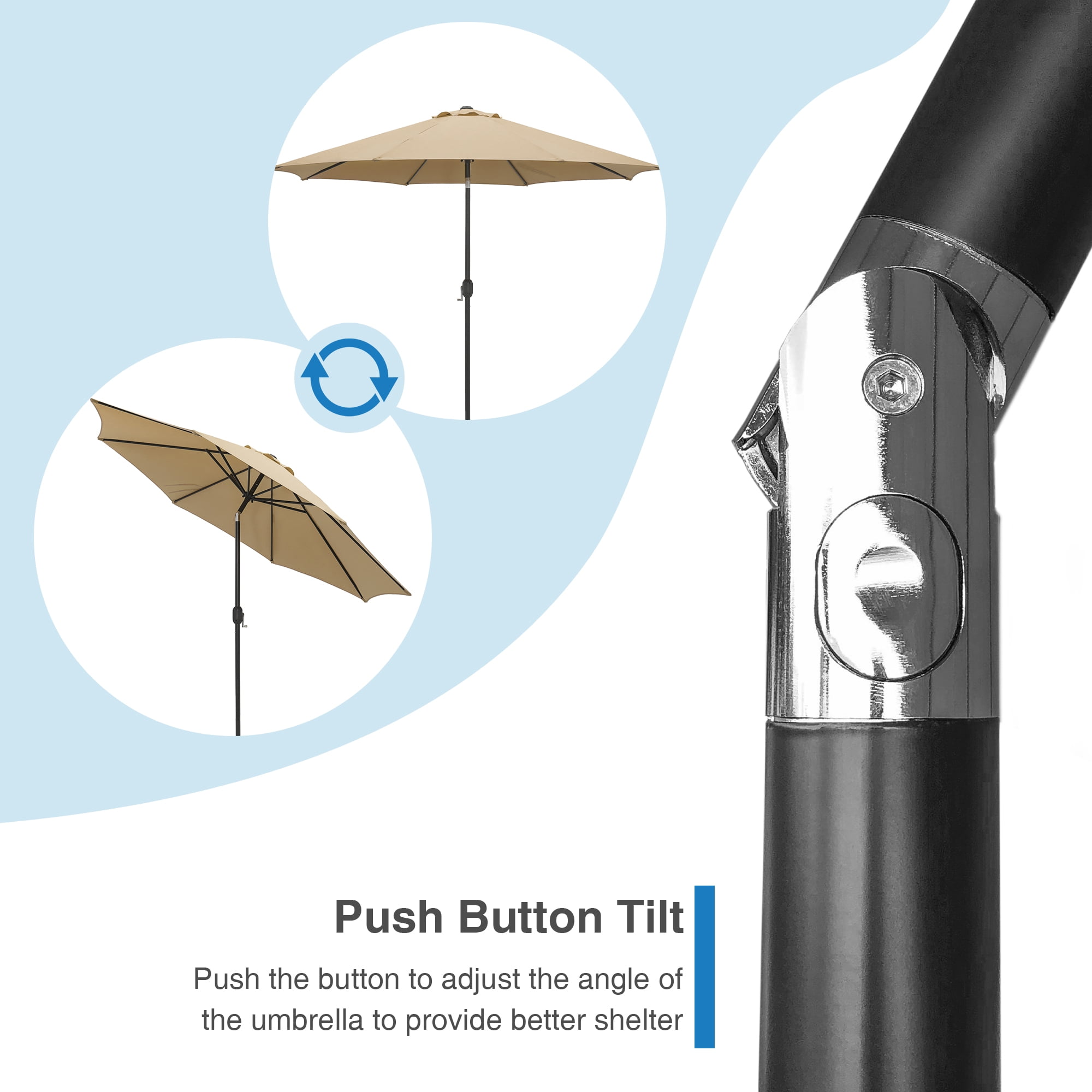 Abble Outdoor 10ft Patio Umbrella with Crank and Tilt - Tan