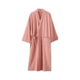 thumbnail image 1 of Bathrobe for Women, Loose-Fit Solid-Color Polyester Robe with Slim Tie Belt and Front Pockets, Lightweight Soft Comfort, Casual Wear for Home or Vacation, 1 of 3
