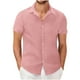 thumbnail image 2 of pstuiky Mangas cortas para hombre, Camisa informal de verano para hombre, de color liso, de manga corta y con solapa y botones. camisas casuales para hombre l, 2 of 6