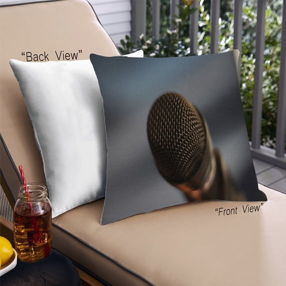 Ahgly Company Music Microphone Outdoor Throw Pillow, 18 inch by 18 inch