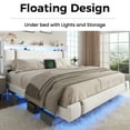 thumbnail image 3 of NEGYLIM Floating Bed Frame King Size with LED Lights, Easy to Assemble, Metal Platform Bed with Storage Headboard, No Box Spring Needed, White, 3 of 13