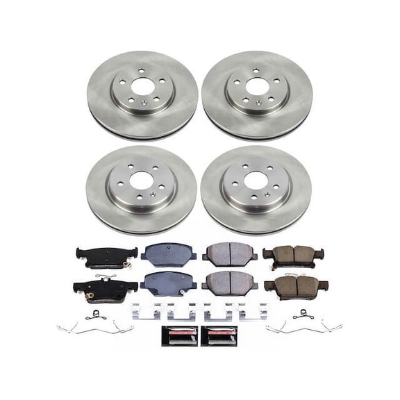 Front and Rear Brake Pad Rotor Shoe Drum Kit - Compatible with 2015 - 2018 Chevy City Express 2016 2017