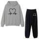 thumbnail image 1 of Gibobby Conjuntos de sudadera con bloques Traje pantalón térmico con capucha y estampado Lady Love Beating(Gris,XL), 1 of 3