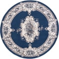 thumbnail image 3 of Hampton Traditional 5' Round Navy and Gray Polypropylene Indoor Area Rug, 3 of 7