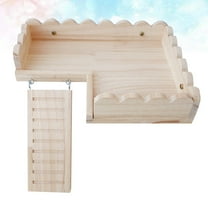 Minkissy 1Set Hamster Wood Platform Khaki Durable Solid Material Cage Base with Crawling Ladder for Small Pets