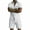 White, variant on Men's Linen Shirts and Shorts Set Short Sleeve 2 Piece Beach Vacation Outfits Summer Yoga Suits with Pockets White