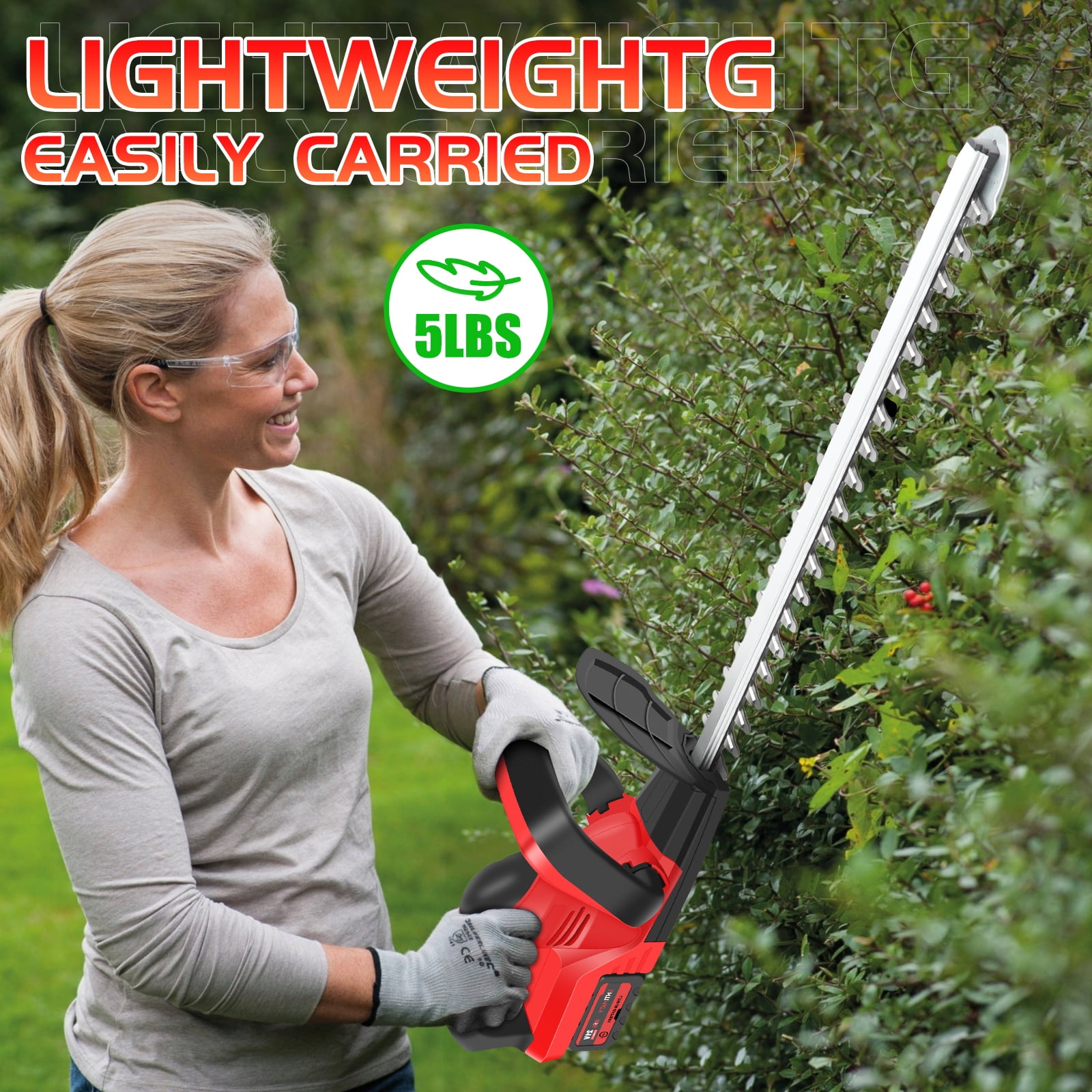 Cordless Hedge Trimmer, UNTIMATY 21V Rechargeable Hedge Trimmer with 22" Double Action Blade, Double Safety Handle, 3.0Ah Battery & Charger, for Shrub Cutting, Trimming