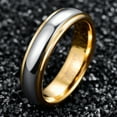 thumbnail image 3 of 6mm Unisex Gold and Silver Two-Tone Tungsten Rings Wedding Band Step Edges Dome Style, 3 of 6