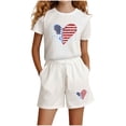 thumbnail image 2 of Amidoa Girls Summer 2 Piece Outfits Cute Floral Short Sleeve and Casual Shorts Kids Clothing Set White Size 8, 2 of 5