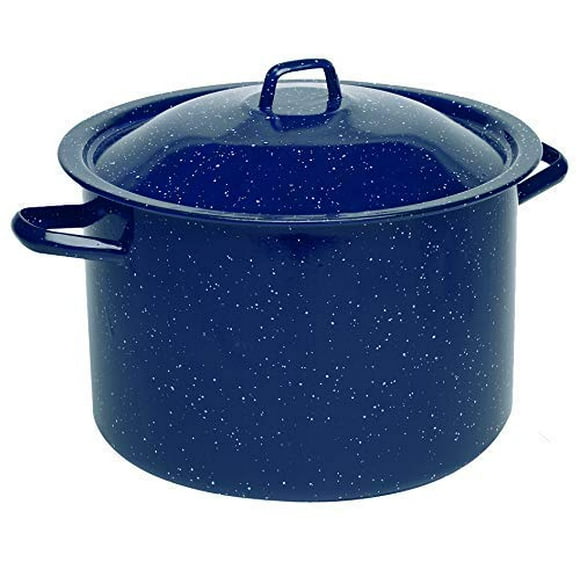IMUSA USA C20666-10646W 12-Quart Blue Speckled Enamel Stock Pot with Lid