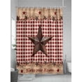 thumbnail image 5 of Red Plaid Vintage Country Star Shower Curtain, Farmhouse Wood Texture Bathroom Decor Curtains Set with Hooks, Waterproof Fabric Home Accessories， 72X 96 Inch Extra Long, 5 of 6