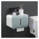 thumbnail image 1 of Caja de soporte de papel higiénico sin perforaciones, caja de almacenamiento de pañuelos montada en la pared con estante y cajón for baño, dormitorio, cocina, 1 of 5