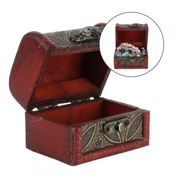 Mgaxyff Vintage Small Treasure Chest Decorative Wooden Jewelry Lock Box Gift Case,Treasure Box,Vintage Jewelry Box