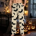 thumbnail image 6 of SJLDQY Mens Halloween Pajamas Pants Wide Leg Pjs Trousers for Men Hallowmas Pumpkin Ghost Elastic Waist Homewear Loungewear With Pocket, 6 of 6